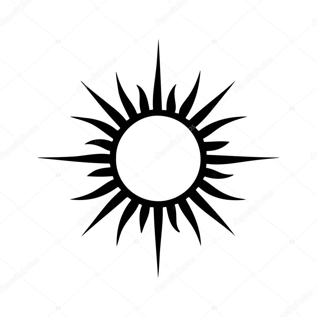 Sun silhouette logo isolated on white background, vector icon