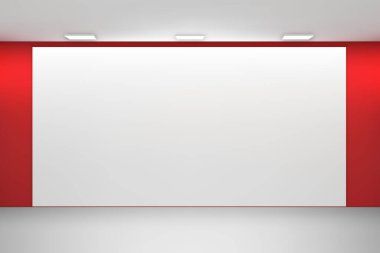 Sahne ışıklarıyla boş bir stüdyo odası. Görüntü veya tasarım ürünü için şablon