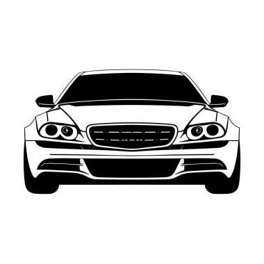 Araba vektör simgesi izole edilmiş ön görünüm basit logo