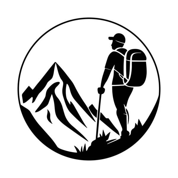 ハイキングアウトドアアドベンチャーロゴ ハイクベクトルテンプレート — ストックベクタ