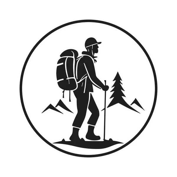 Wandern Outdoor Abenteuer Logo Hike Vector Vorlage — Stockvektor