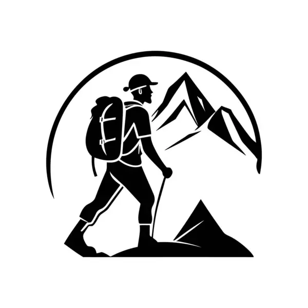 Wandern Outdoor Abenteuer Logo Hike Vector Vorlage — Stockvektor
