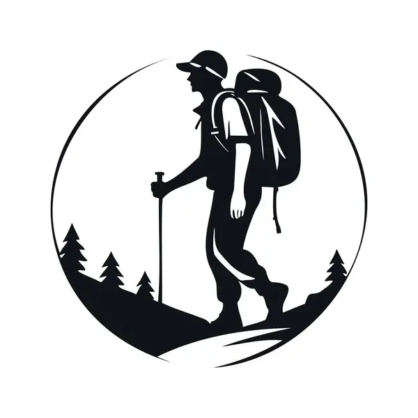 Пешие Прогулки Логотип Приключений Векторный Шаблон — стоковый вектор