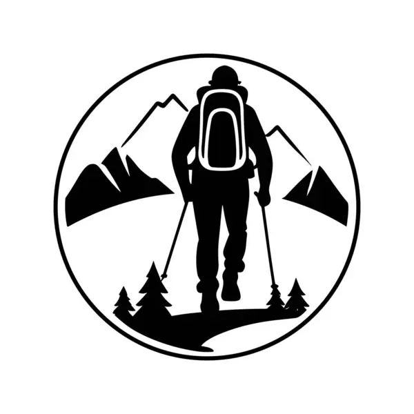 Logo Aventure Randonnée Plein Air Modèle Hike Vector — Image vectorielle
