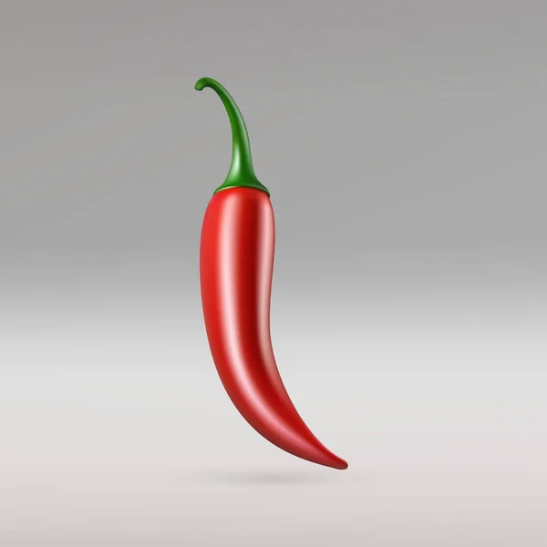 Realistisch Red Hot Natural Chili Pepper Isoliertes Bild Mit Schattenvektorillustration — Stockvektor