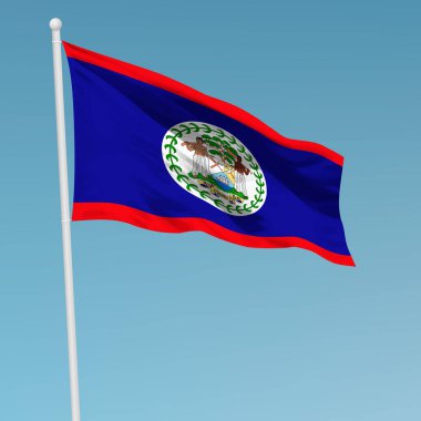 Bayrak direği Belize bayrağı sallayarak. Bağımsızlık günü afiş tasarımı için şablon
