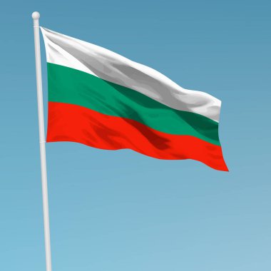 Bayrak direğinde Bulgaristan bayrağı sallıyor. Bağımsızlık Günü poster tasarımı için şablon