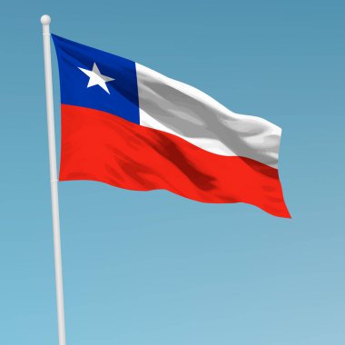 Bayrak direği Şili bayrağı sallayarak. Bağımsızlık günü afiş tasarımı için şablon