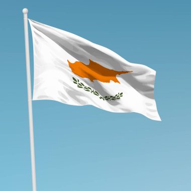 Bayrak direğinde Kıbrıs bayrağı sallıyor. Bağımsızlık Günü poster tasarımı için şablon