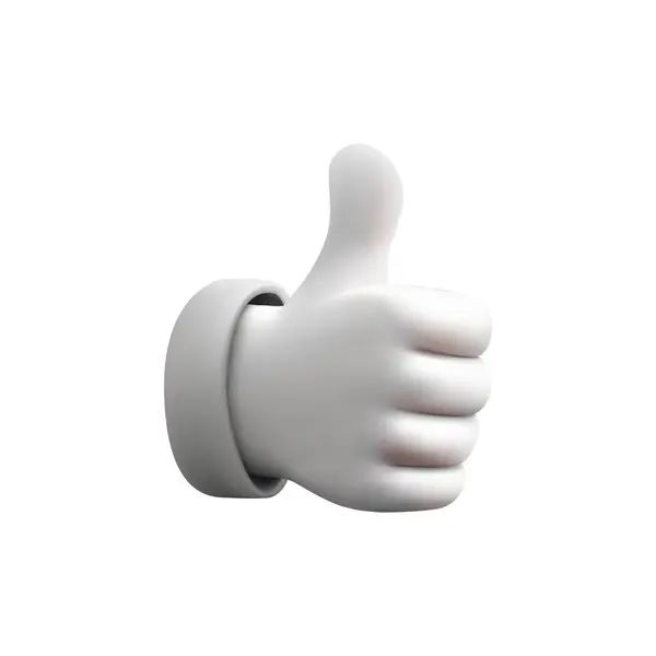 3D漫画の親指は孤立しました サインのように ベクター3Dイラスト — ストックベクタ