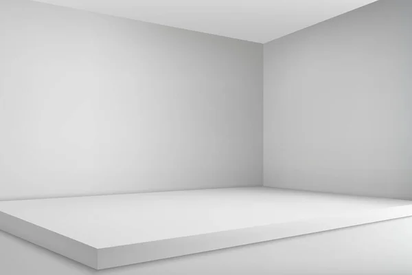 ショールームの背景にある3Dリアルな空のステージ 製品プレゼンテーションモックアップ — ストックベクタ