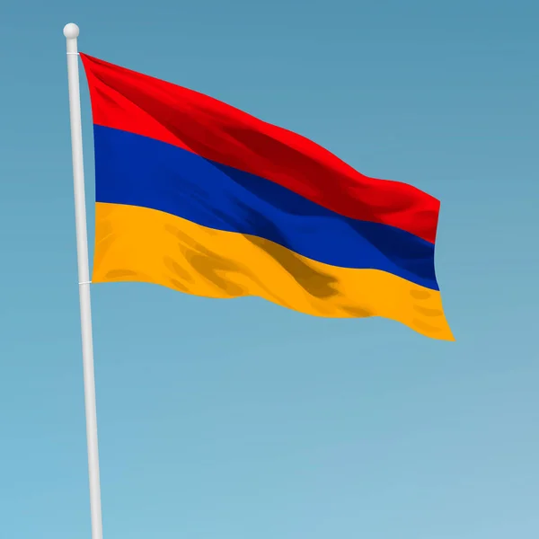 旗竿にアルメニアの旗を振る 独立記念日ポスターデザインのテンプレート — ストックベクタ