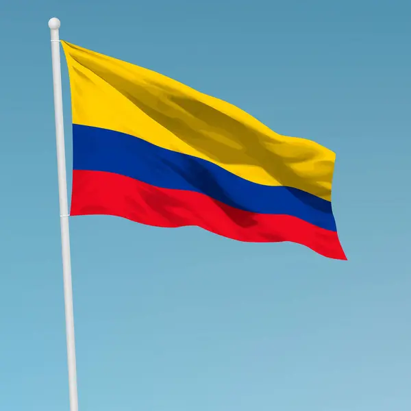 Integetett Zászló Kolumbia Zászlórúd Függetlenség Napja Poszter Design Sablon — Stock Vector