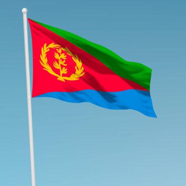 Bayrak direğinde Eritre bayrağı sallıyor. Bağımsızlık Günü poster tasarımı için şablon