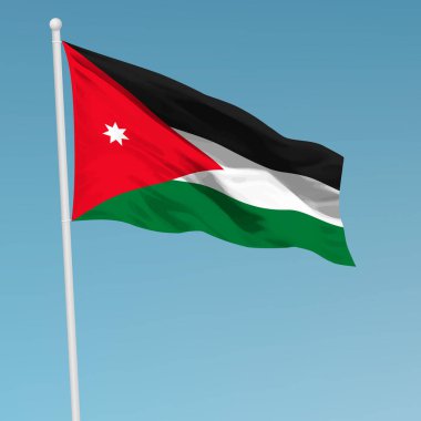 Bayrak direğinde Ürdün bayrağı sallıyor. Bağımsızlık Günü poster tasarımı için şablon
