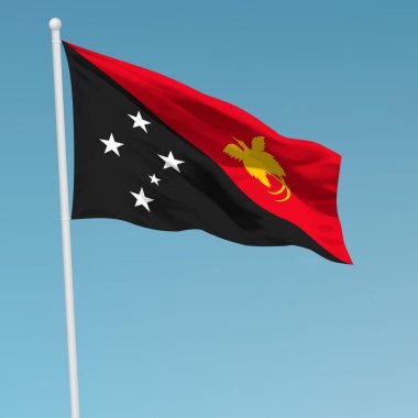 Bayrak direğinde Papua Yeni Gine bayrağı sallıyor. Bağımsızlık Günü poster tasarımı için şablon