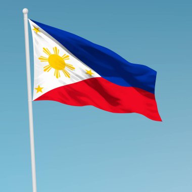 Bayrak direğinde Filipinler bayrağı sallıyor. Bağımsızlık Günü poster tasarımı için şablon