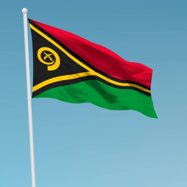 Bayrak direğinde Vanuatu bayrağı sallıyor. Bağımsızlık Günü poster tasarımı için şablon