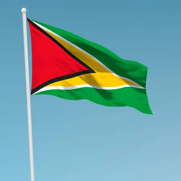 Viftande Flagga Guyanas Flaggstång Mall För Självständighetsdagen Affisch Design — Stock vektor