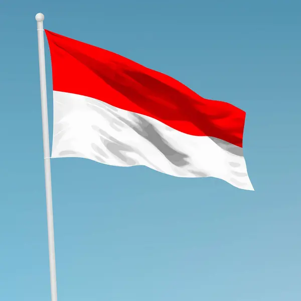 Κυματιστή Σημαία Της Ινδονησίας Κοντάρι Σημαίας Πρότυπο Σχεδιασμού Αφίσας Ημέρας — Διανυσματικό Αρχείο