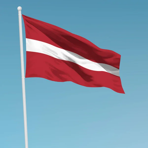 Acenando Bandeira Letônia Mastro Bandeira Modelo Para Projeto Cartaz Dia — Vetor de Stock