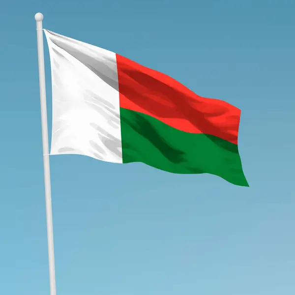 Vlajka Madagaskaru Vlajkovém Stožáru Šablona Pro Design Plakátu Dne Nezávislosti — Stockový vektor