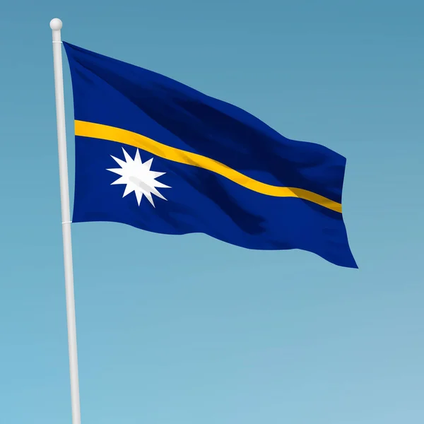 Acenando Bandeira Nauru Mastro Bandeira Modelo Para Projeto Cartaz Dia — Vetor de Stock