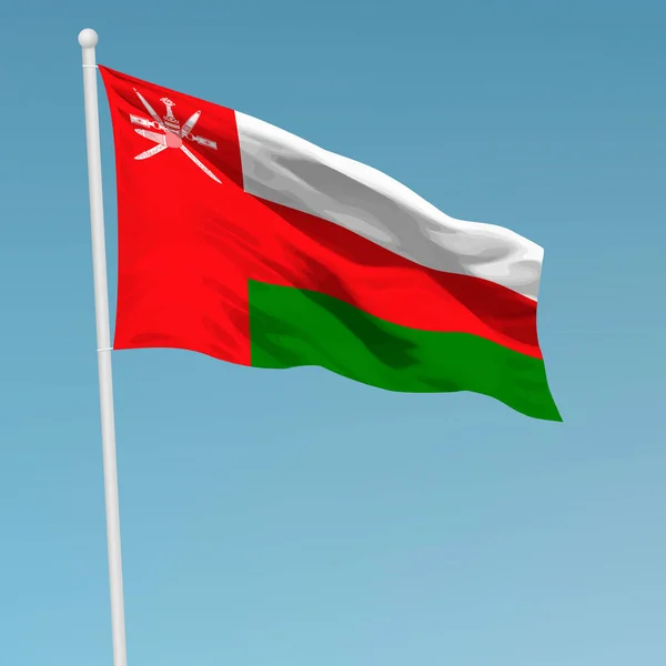 Mává Ománskou Vlajkou Stožáru Šablona Pro Design Plakátu Dne Nezávislosti — Stockový vektor