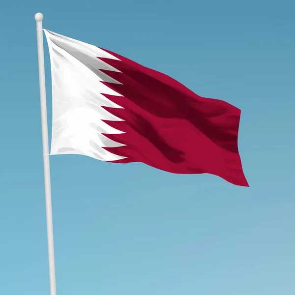 Ondeando Bandera Qatar Asta Bandera Plantilla Para Diseño Póster Día — Vector de stock