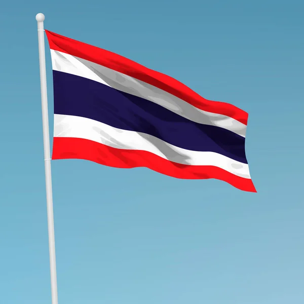 Flaga Tajlandii Maszcie Flagowym Szablon Projektowania Plakatów Dni Niezależności — Wektor stockowy