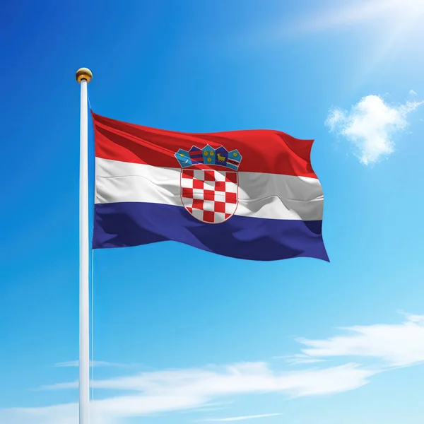 Прапор Хорватії Флагштоку Фоном Неба Шаблон Дня Незалежності — стокове фото