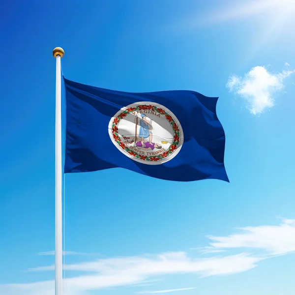Sventolando Bandiera Della Virginia Uno Stato Degli Stati Uniti Pennone — Foto Stock