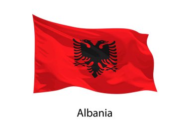 Arnavutluk 'un 3D gerçekçi el sallama bayrağı izole edildi. iposter tasarımı için şablon