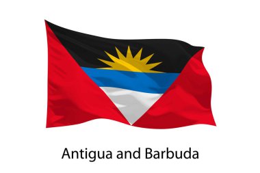 Antigua ve Barbuda 'nın 3D gerçekçi dalga bayrağı izole edildi. iposter tasarımı için şablon