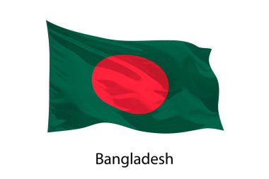 Bangladeş 'in 3D gerçekçi dalgalanan bayrağı izole edildi. Poster tasarımı için şablon