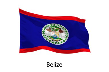 Belize 'nin 3 boyutlu gerçekçi dalgalanan bayrağı izole edildi. iposter tasarımı için şablon