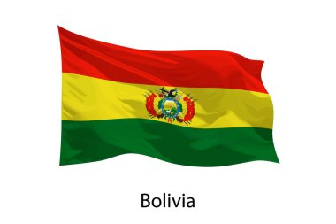 Bolivya 'nın 3 boyutlu gerçekçi dalgalanan bayrağı izole edildi. iposter tasarımı için şablon