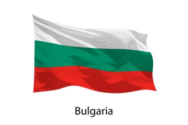 Bulgaristan 'ın 3D gerçekçi dalgalanan bayrağı izole edildi. iposter tasarımı için şablon