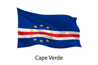 Cape Verde 'nin 3D gerçekçi dalgalanan bayrağı izole edildi. Poster tasarımı için şablon