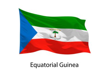 Ekvator Ginesi 'nin 3 boyutlu gerçekçi dalgalı bayrağı izole edildi. Poster tasarımı için şablon