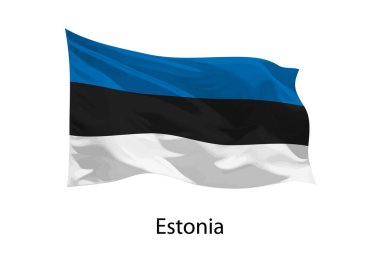 Estonya 'nın 3 boyutlu gerçekçi el sallama bayrağı izole edildi. iposter tasarımı için şablon