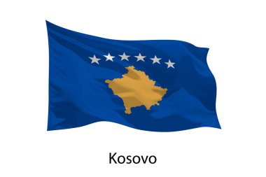 Kosova 'nın 3D gerçekçi bayrağı izole edildi. iposter tasarımı için şablon