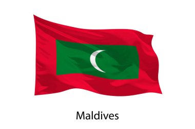 3 boyutlu gerçekçi Maldivler bayrağı izole edildi. Poster tasarımı için şablon