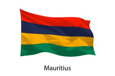 Mauritius 'un 3D gerçekçi dalgalanan bayrağı izole edildi. Poster tasarımı için şablon