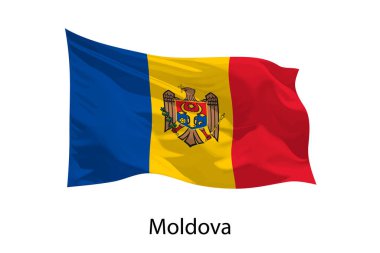 Moldova 'nın 3D gerçekçi dalgalanan bayrağı izole edildi. iposter tasarımı için şablon