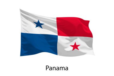 Panama 'nın 3D gerçekçi dalgalanan bayrağı izole edildi. iposter tasarımı için şablon