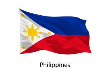Filipinler 'in 3 boyutlu gerçekçi dalgalanan bayrağı izole edildi. Poster tasarımı için şablon