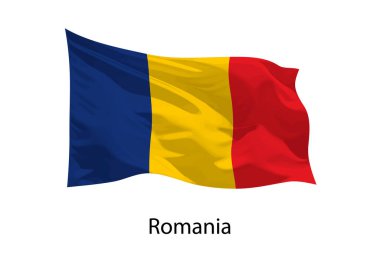 Romanya 'nın 3D gerçekçi el sallama bayrağı izole edildi. iposter tasarımı için şablon