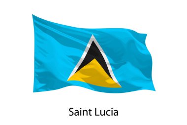 Saint Lucia 'nın 3D gerçekçi dalgalanan bayrağı izole edildi. iposter tasarımı için şablon