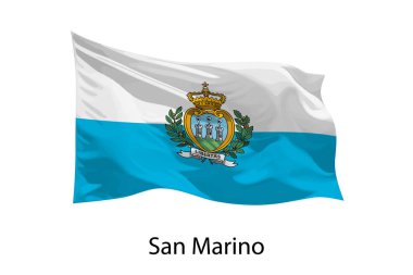San Marino 'nun 3D gerçekçi dalgalanan bayrağı izole edildi. iposter tasarımı için şablon